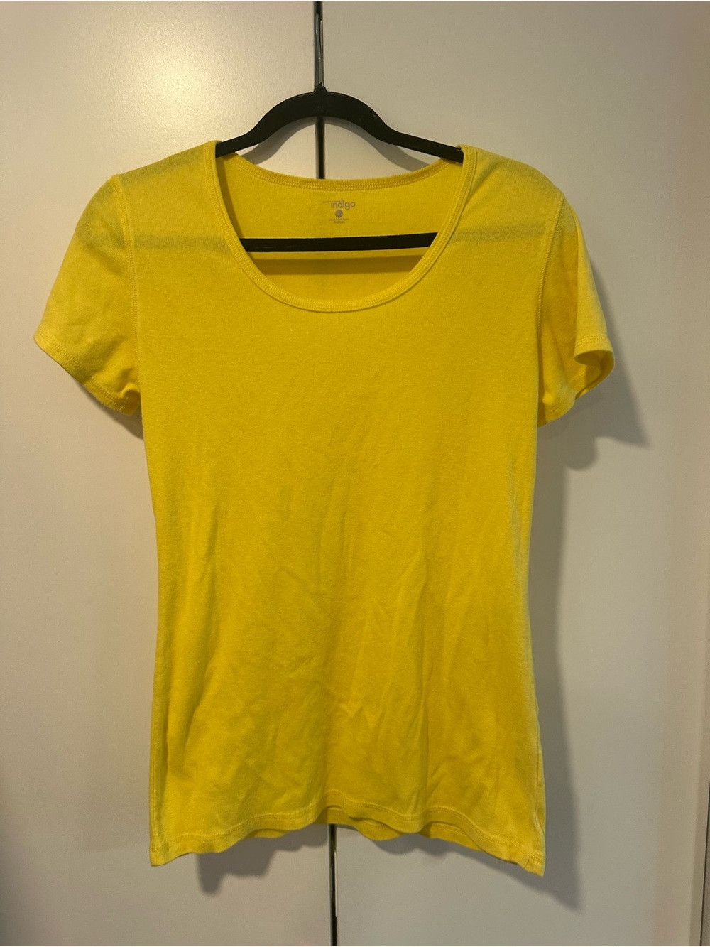 Large Indigo Yellow Scoop Neck Women's Tee
